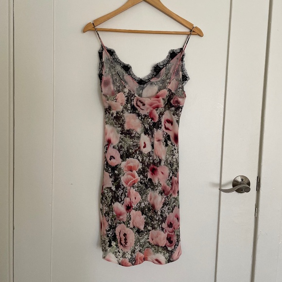 Fleur du Mal Lace Trim Silk Floral Mini Dress Size S - Picture 6 of 6
